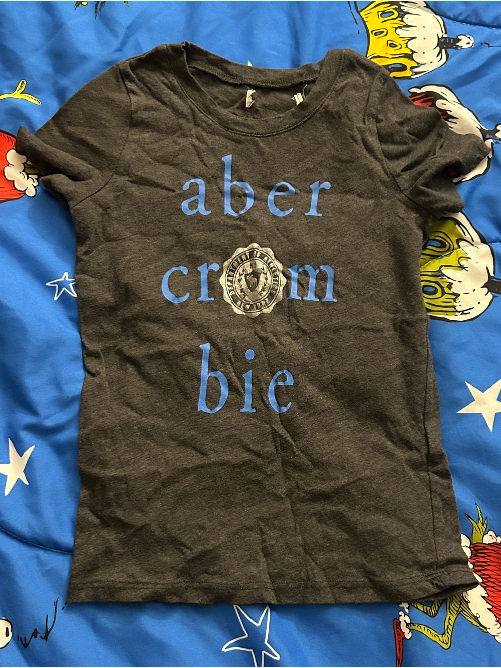 Abercrombie & Fitch Charcoal Tee with Blue Logo